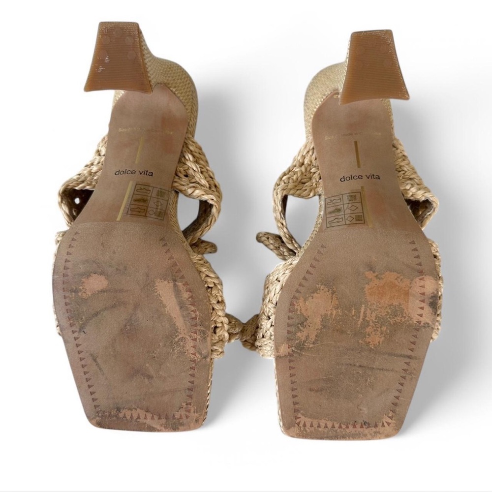 Dolce Vita Niyah Raffia Heels Size 6 Light Natural Woven Summer Sandals‎ - Picture 6 of 7
